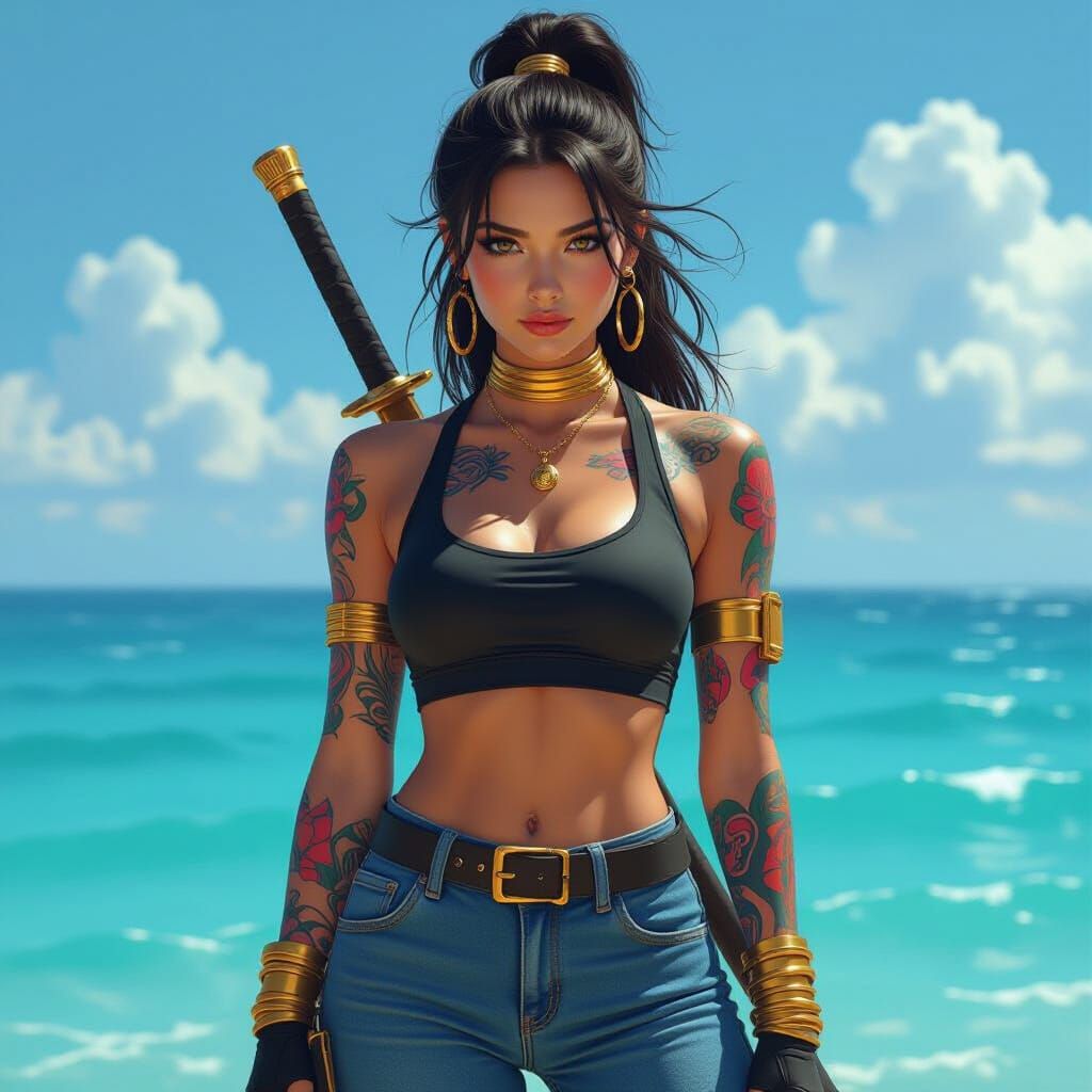 Nami Cosplay with Bo Staff and Modern Flair