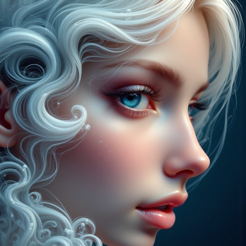 Winking Woman Portrait in Ethereal Digital Art