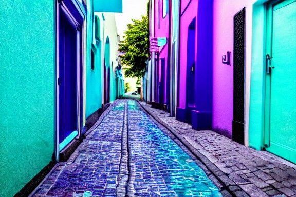 Cyan and Purple Night Streets