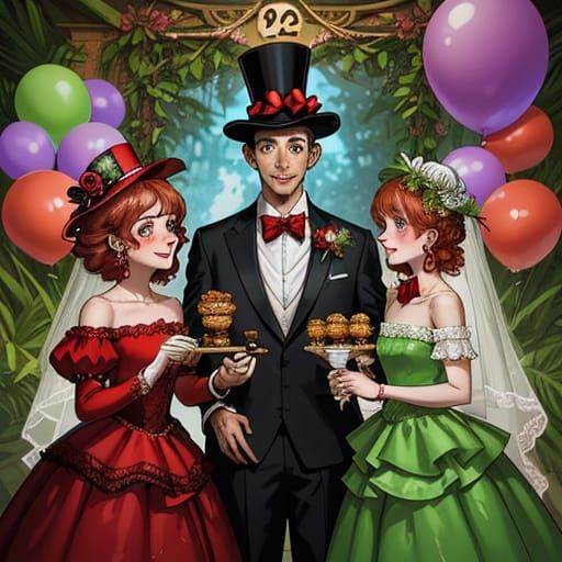 Whimsical Monkey Wedding in a Vibrant Jungle Setting