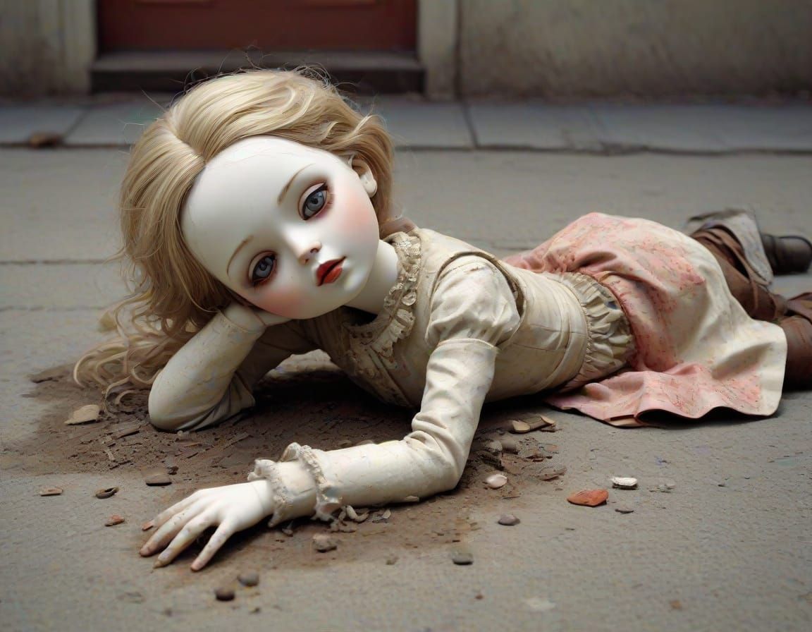 Doll in Street: Grotesque Lowbrow Art