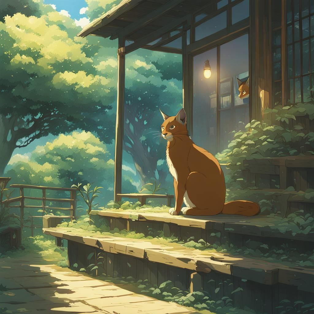 Caracal in Studio Ghibli Anime Style