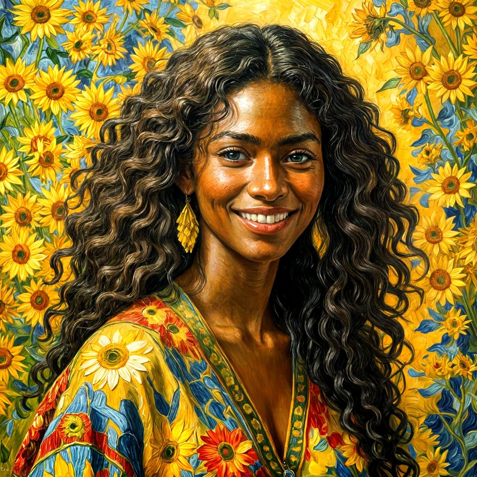 The Sunflower Lady: A Van Gogh-Inspired Portrait