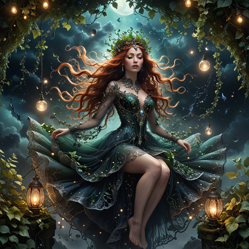 Majestic Being Amidst Stormy Cosmic Landscape in Rustic Hype...