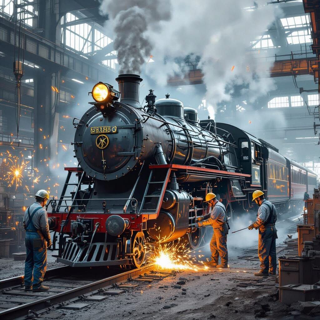 Steam Engine Transformation into Sleek ICE Train