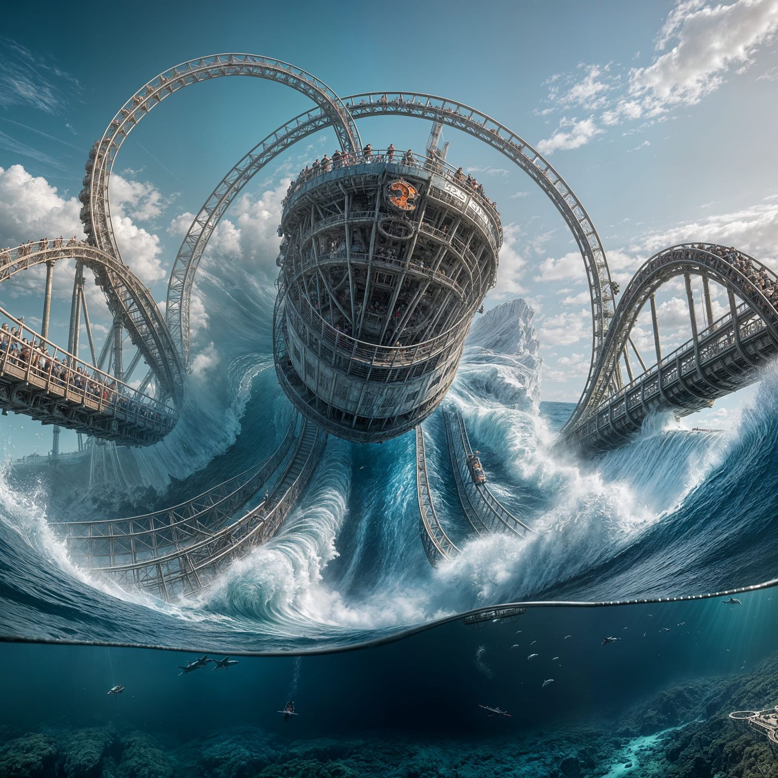 Underwater Roller Coaster in Hyperrealistic Detail