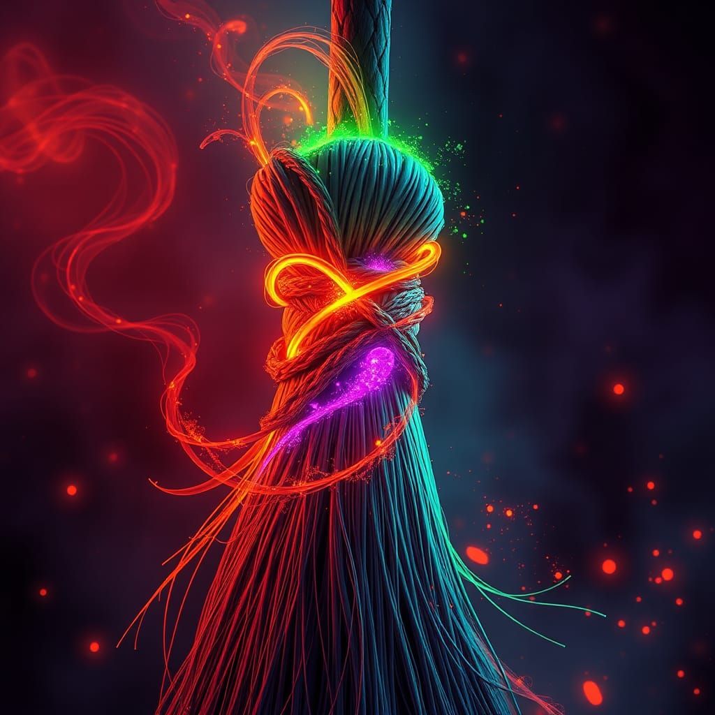 Magical Witch's Broom with Glowing Accents