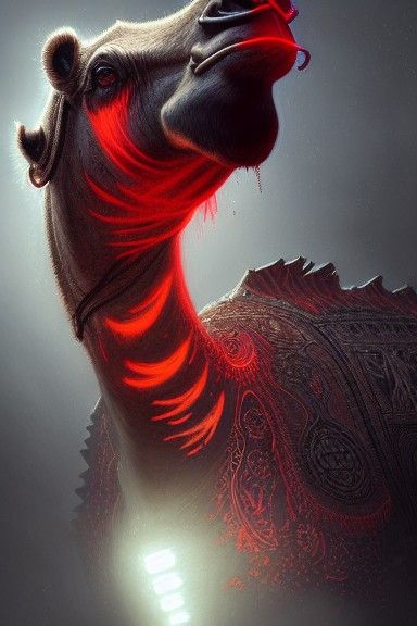 Sinister Bactrian Camel with Glowing Eyes