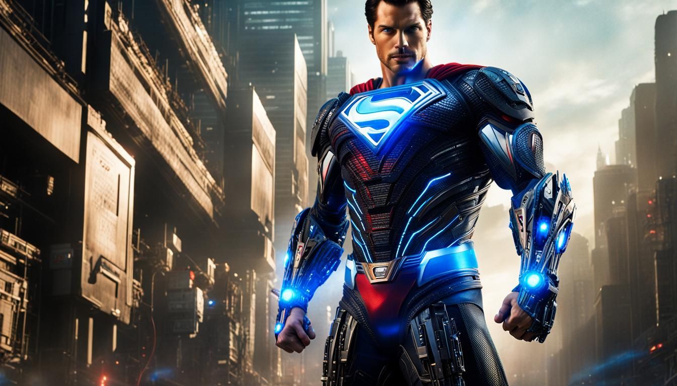 Futuristic Cyborg Superman: Sci-Fi Digital Art in 8K