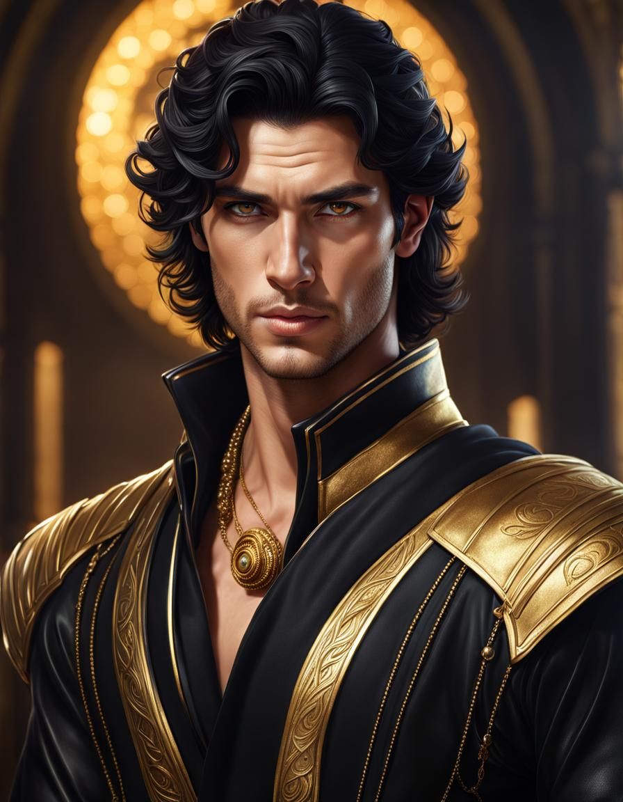 Attractive Cambion Male Portrait in Hyperrealistic Style