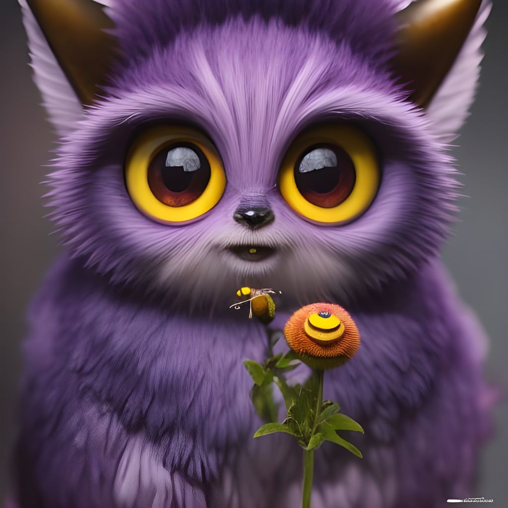 Cute Bumblebee Portrait with Top Hat, Digital Art