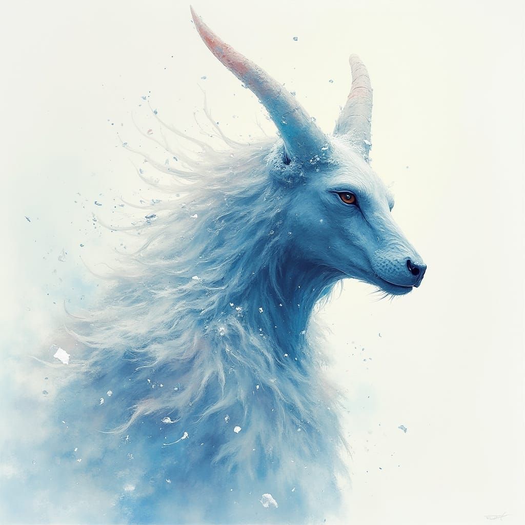 Snowy Egyptian Winter Scene in Watercolour Style