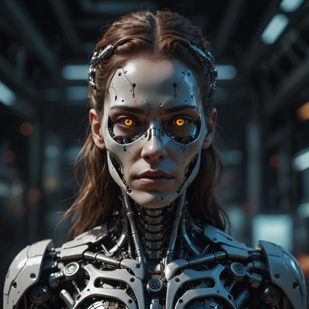 Hyperrealistic Female Cyborg in Sci-Fi Digital Art