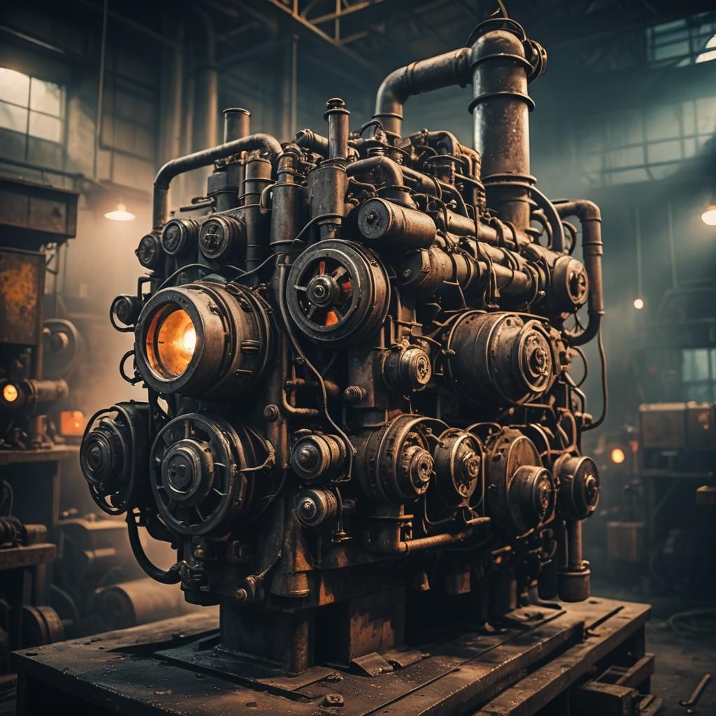 Eerie Halloween Engine in Industrial Horror Style