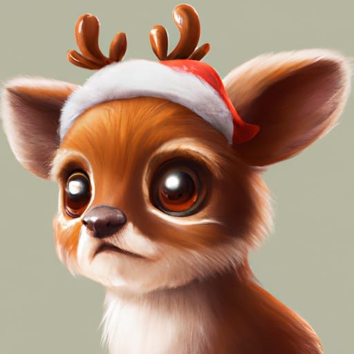 Chibi Reindeer Portrait in Christmas Style