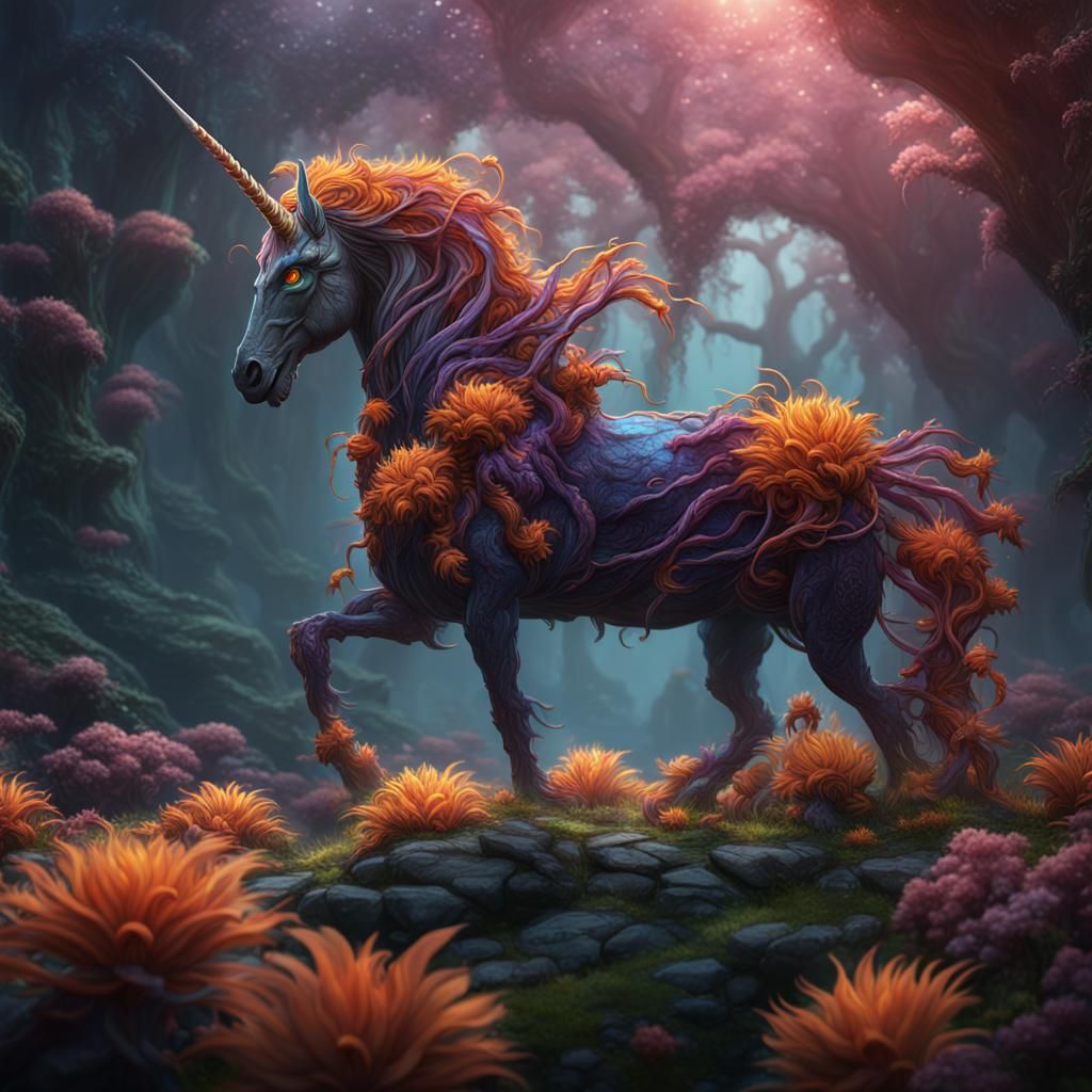 Cordyceps Flower Unicorn Fantasy Art