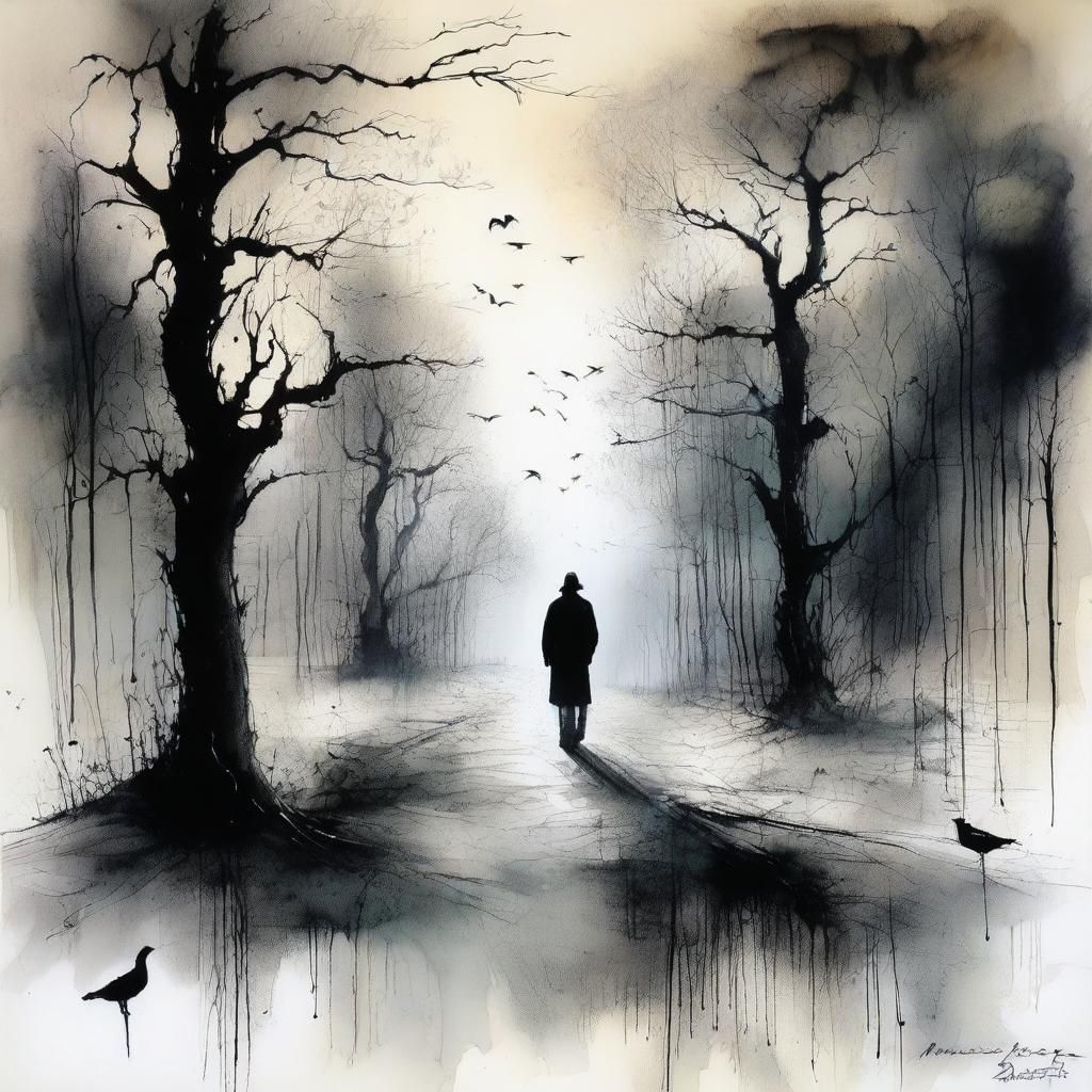 Intricate Ink Art in Soft Pastels: Dark Fantasy