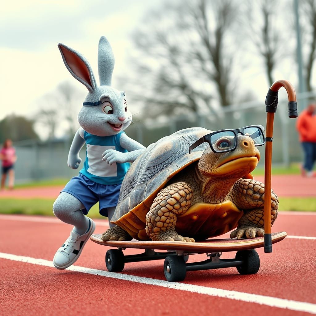 Hare and Tortoise Race Parody