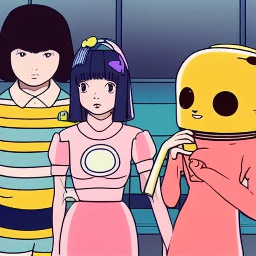 Adorable AI Lum Invader in Wes Anderson Style