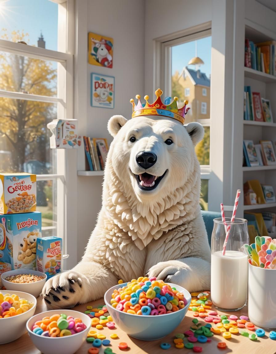 Polar Bear Cereal Box Cartoon Illustration