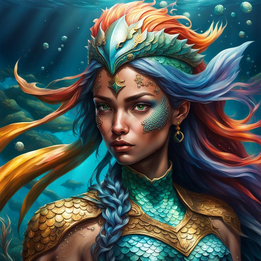 Hyperrealistic Warrior Mermaid Concept Art