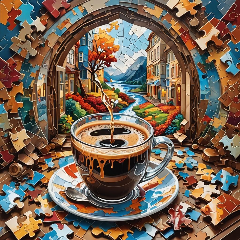 Kaleidoscopic Coffee Pouring: A 3D Shading Masterpiece