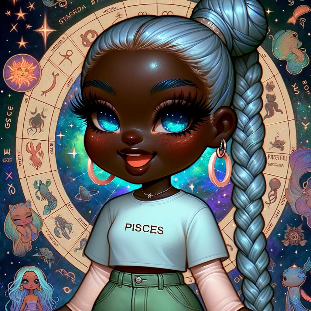 imagine full-body view, afro American BLACK chibi dark glowing Carmel skin female, smiling, ultra realistic 4k female ch...