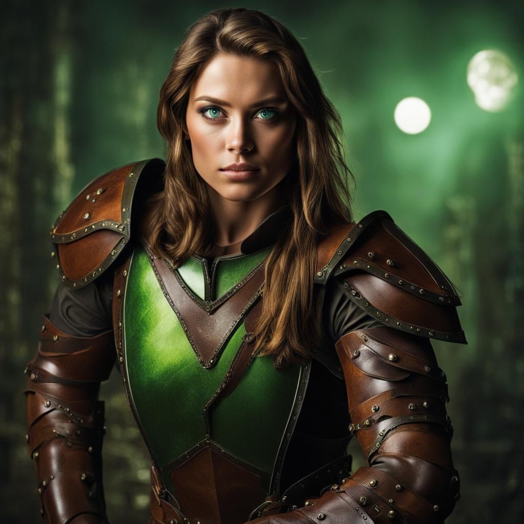 Woman Warrior in Dungeon, Airbrush Portrait