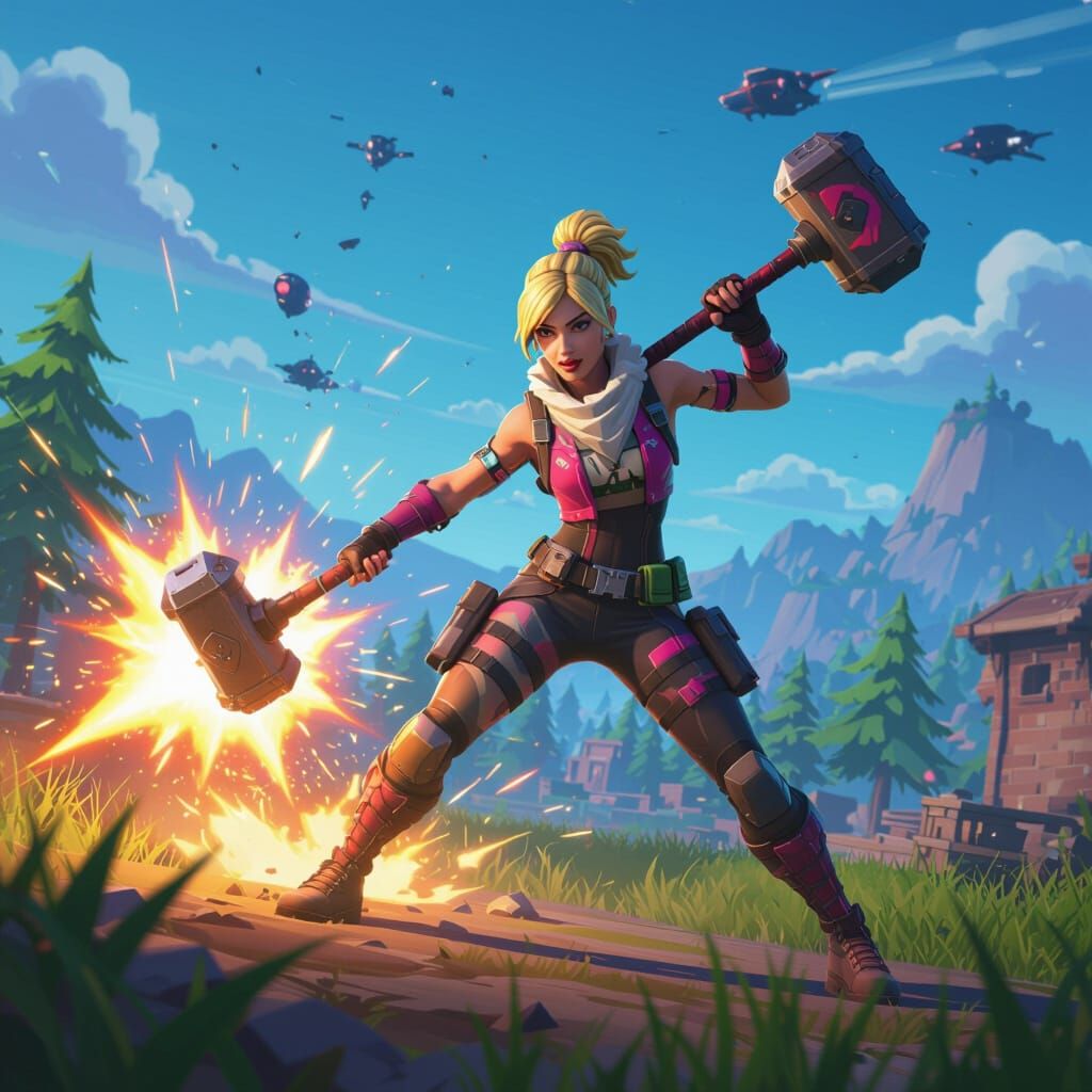 Heidi Fortnite Skin Wielding Shockwave Hammer