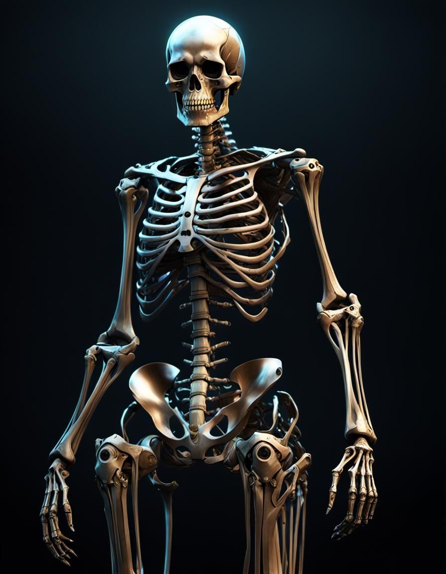 Cyberpunk Skeleton in Anime Style, 4K Resolution