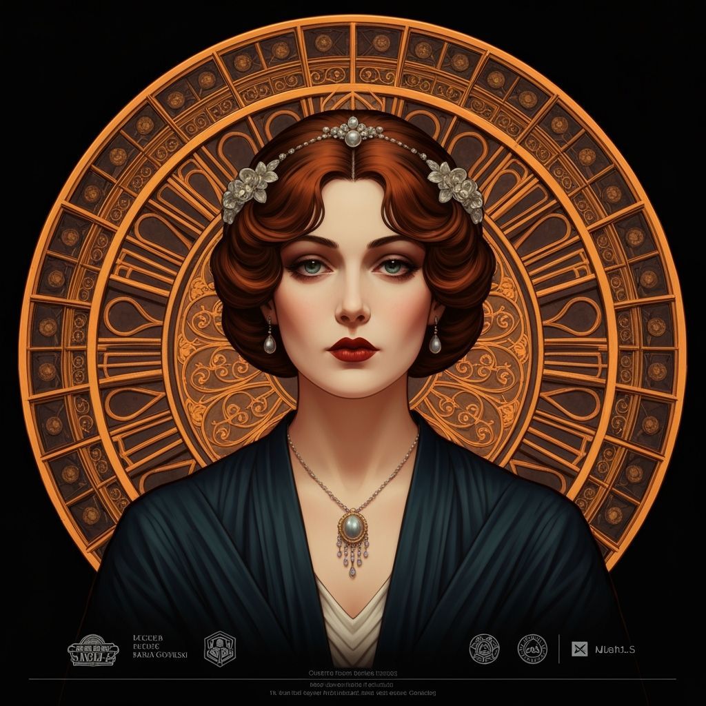 Elegant 1900s Lady in Art Deco Club