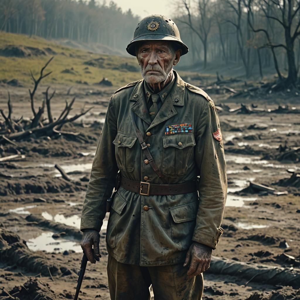 Veteran's Reflection: A Cinematic Battlefield Portrait