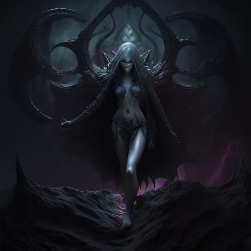 Dark Fantasy Elf Engulfed by Cosmic Energy