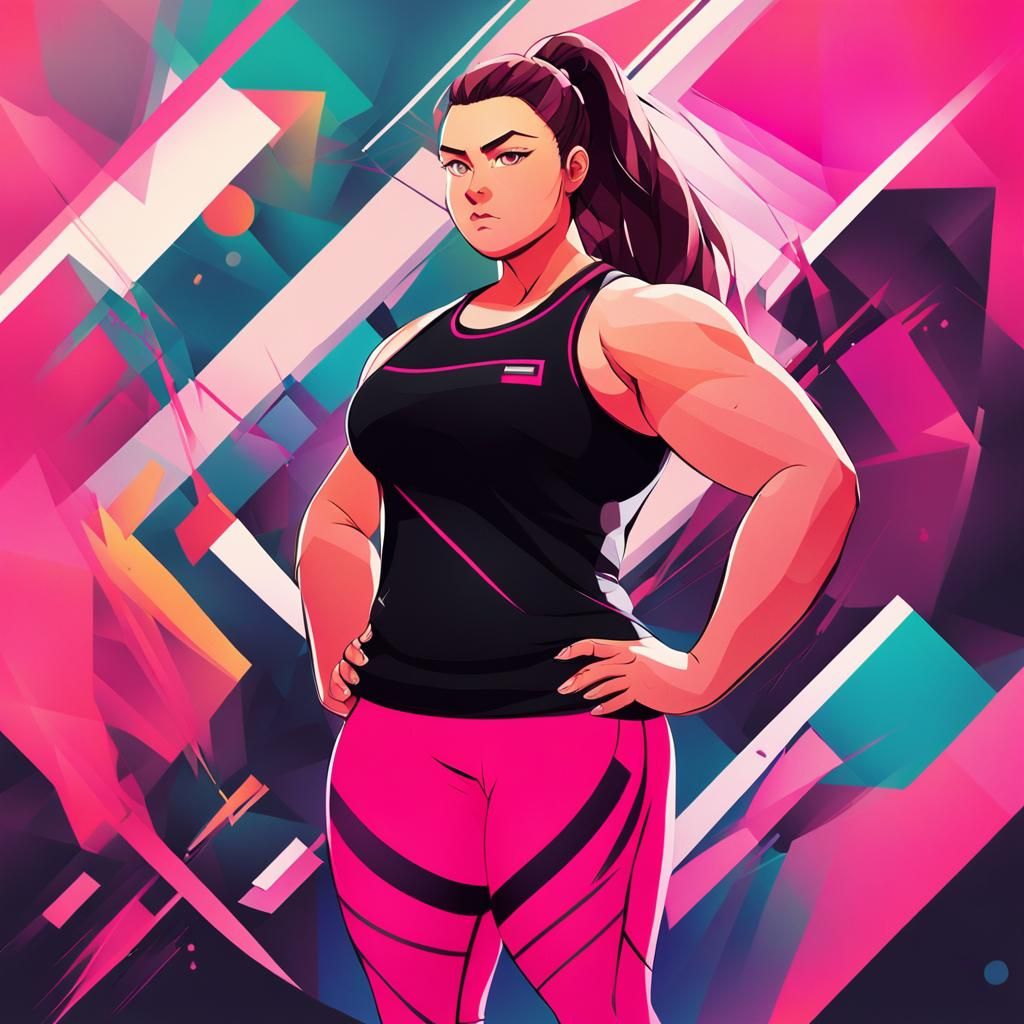 Dynamic Anime Portrait of Plus-Sized Girl