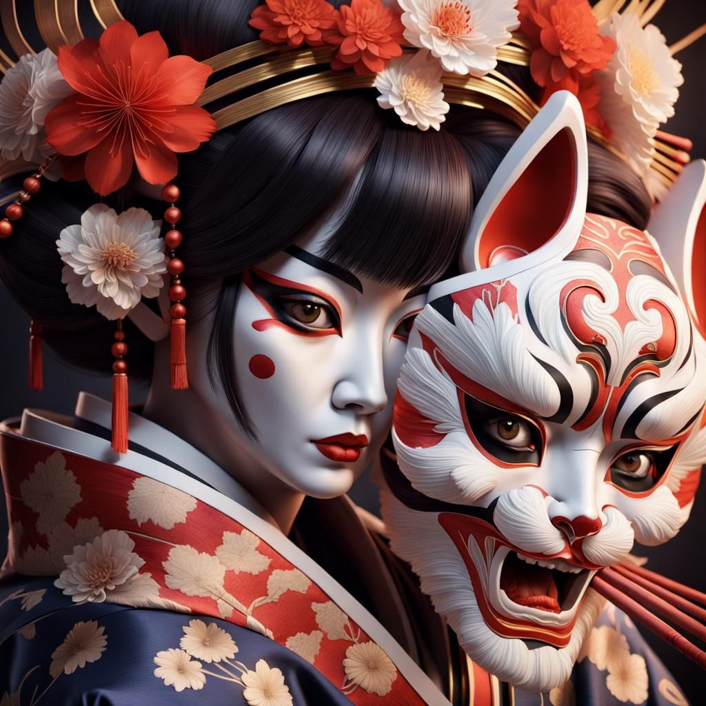 Kabuki Performer: Neoclassical Portrait in 8k