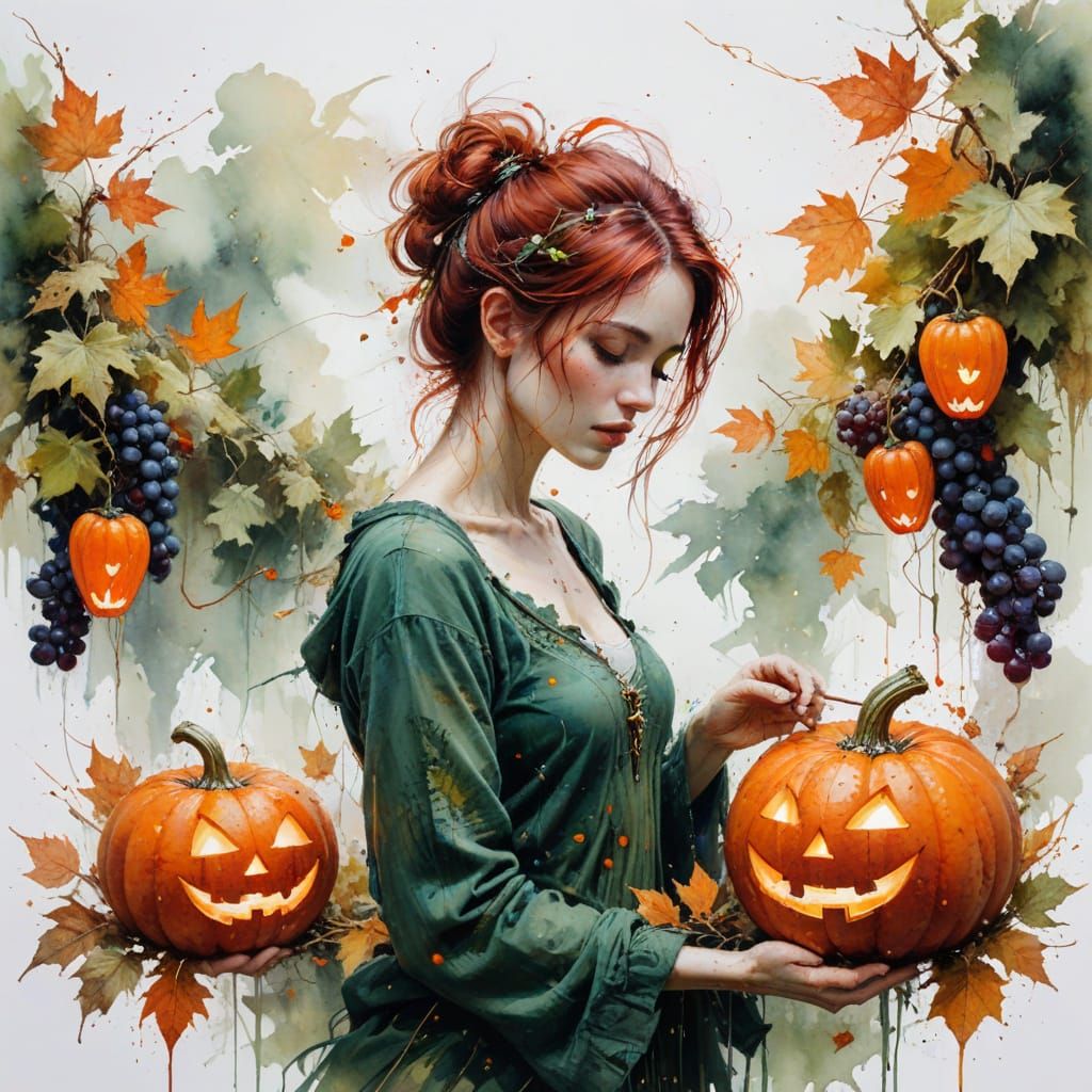 Vampires Harvest Grapes Under Misty Full Moon