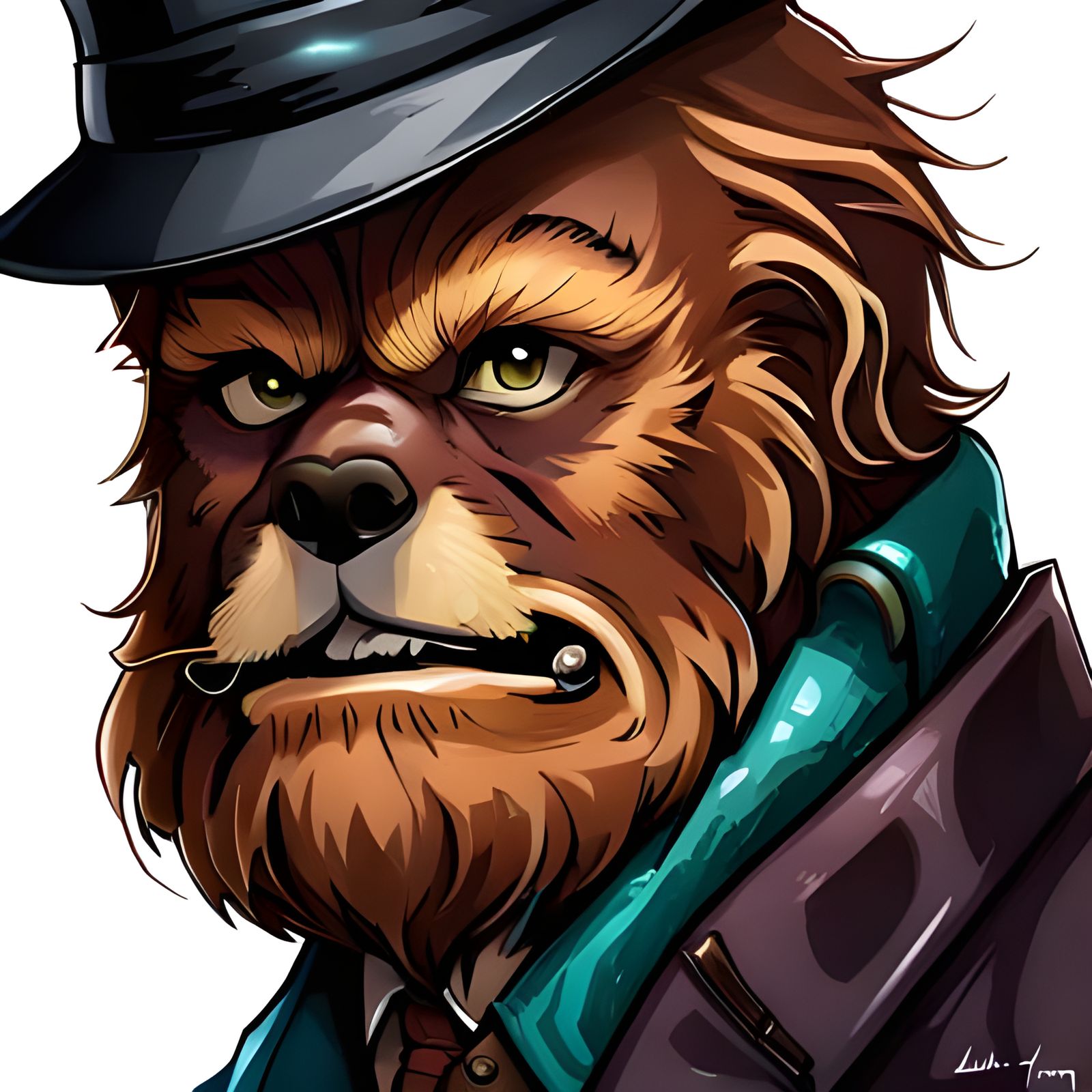 Chewbacca as Sherlock Holmes, Digital Art Portrait