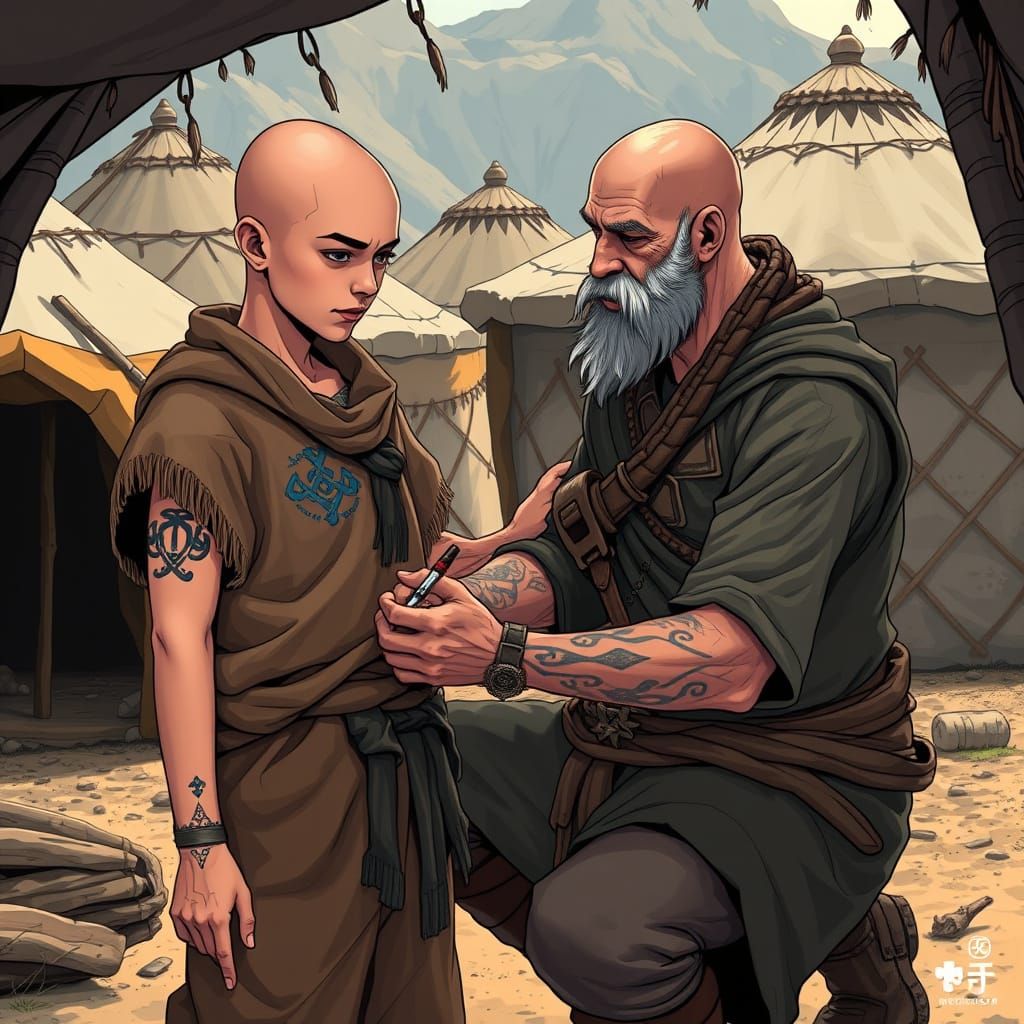 Celtic Tattoo Ceremony in Cel-Shaded Style