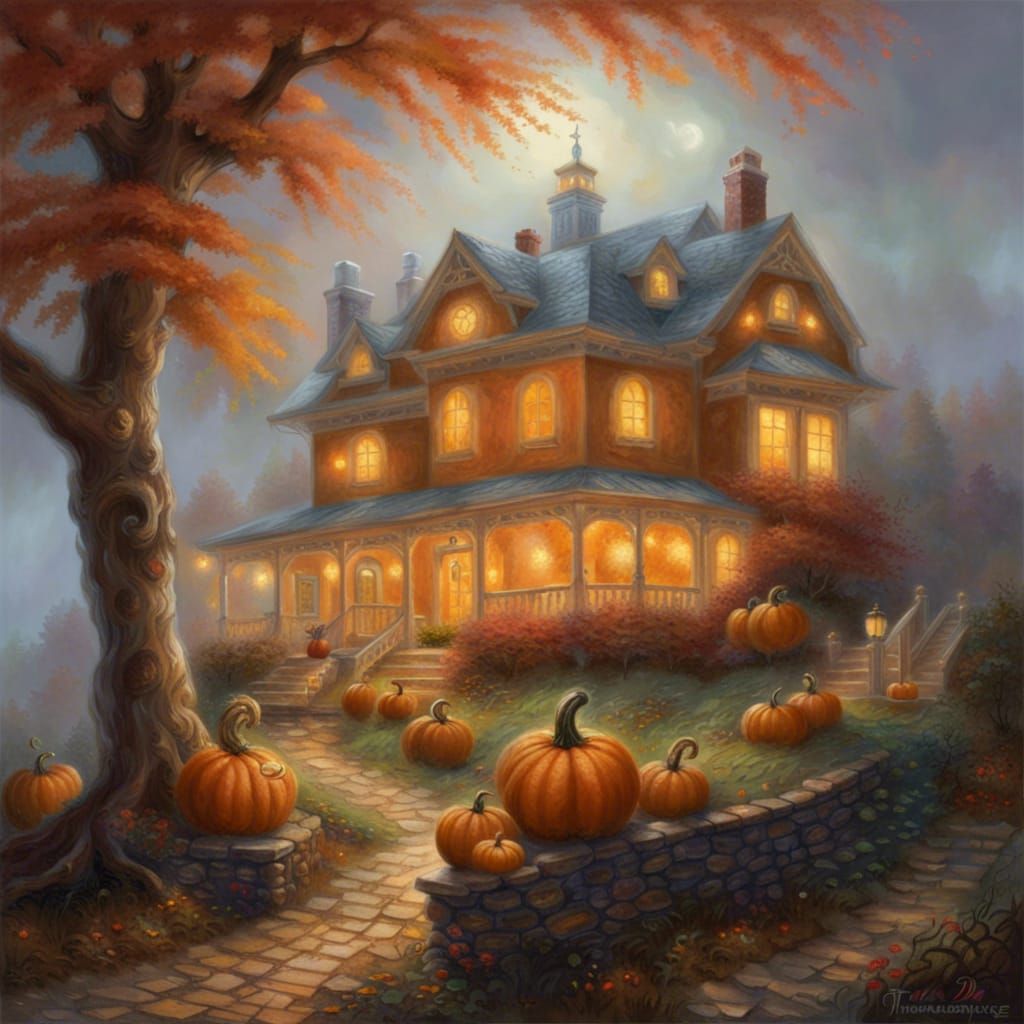 Ethereal Pumpkin in Fantasy Landscape, Hyperdetailed