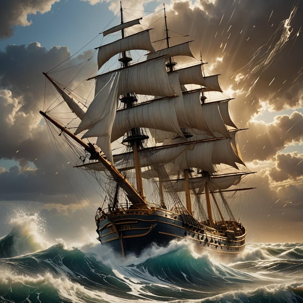 Cutty Sark on Choppy Seas: Nautical Fantasy Art