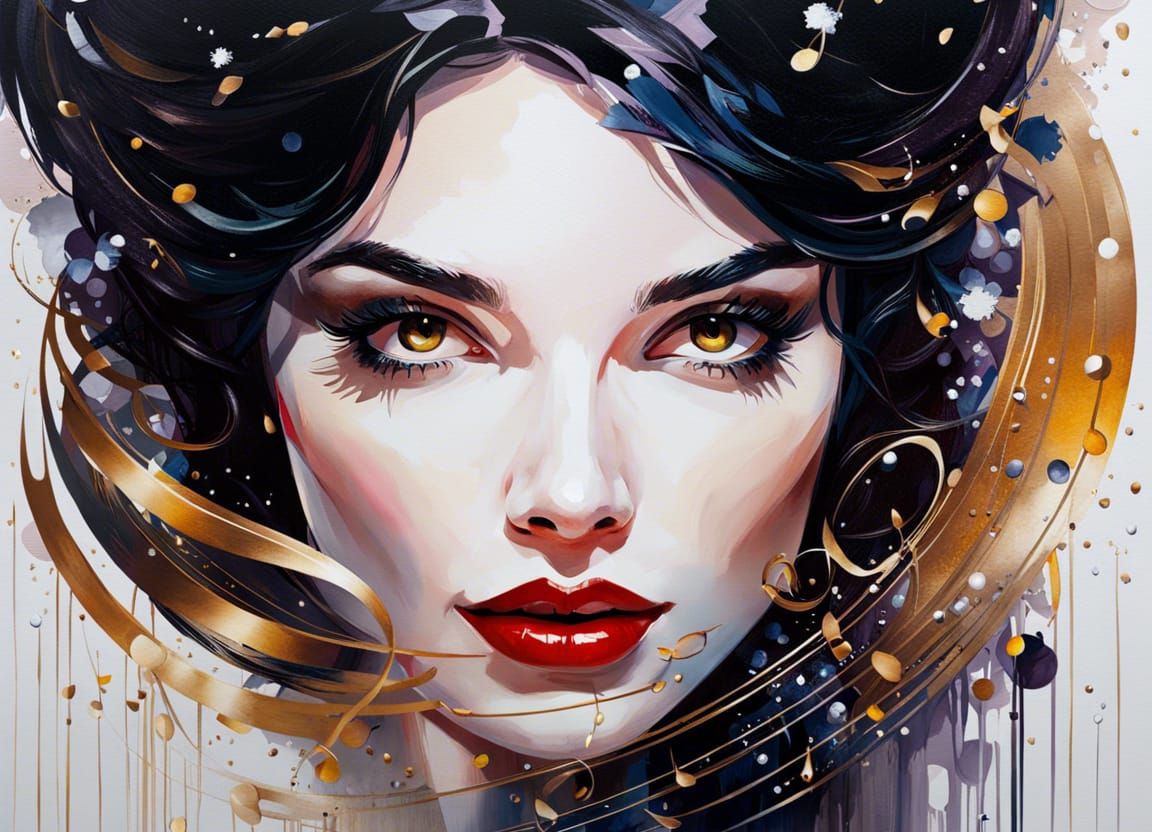 Snow White's Musical Portrait in Oil