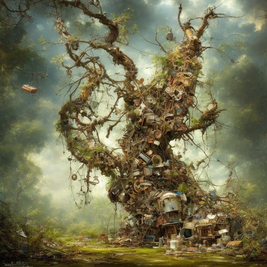 Macro Photo of Glass Jar with Debris Tree