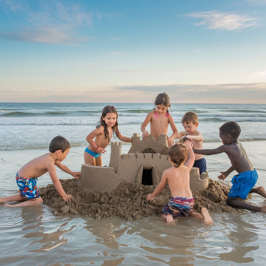 Children playing on a beach