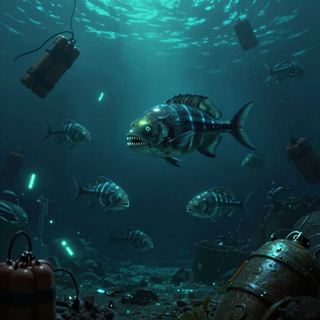 Xenomorph Fish School Explodes with Dynamite in Deep Sea