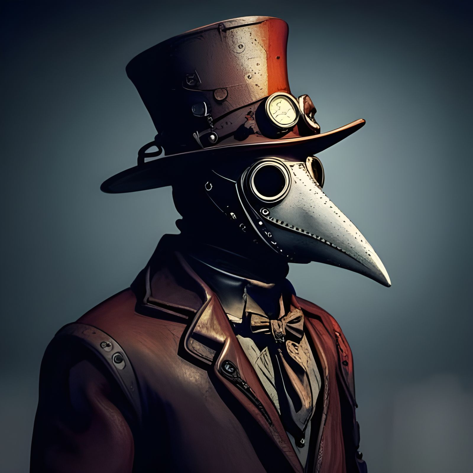 Steampunk Plague Doctor in Dark Fantasy Style