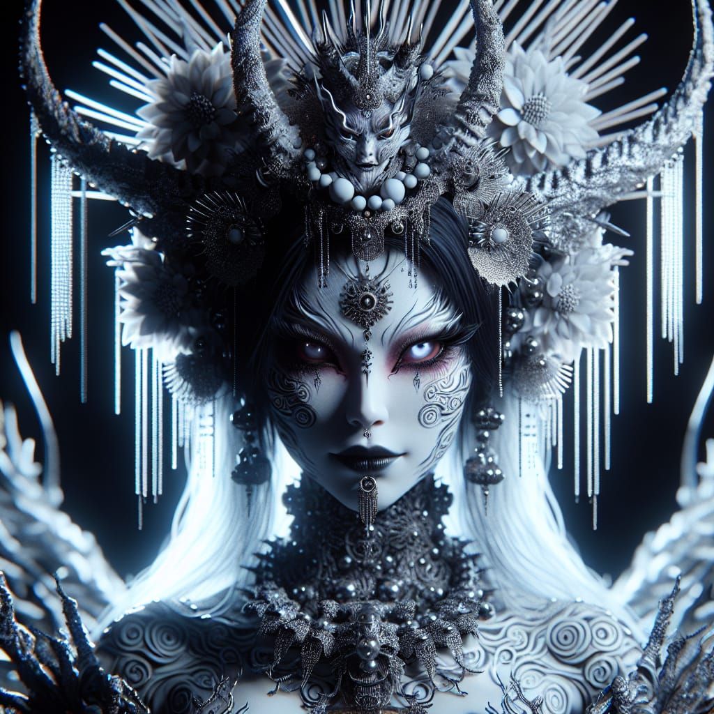 Hyperrealistic Yuki-Onna Demon in High Resolution