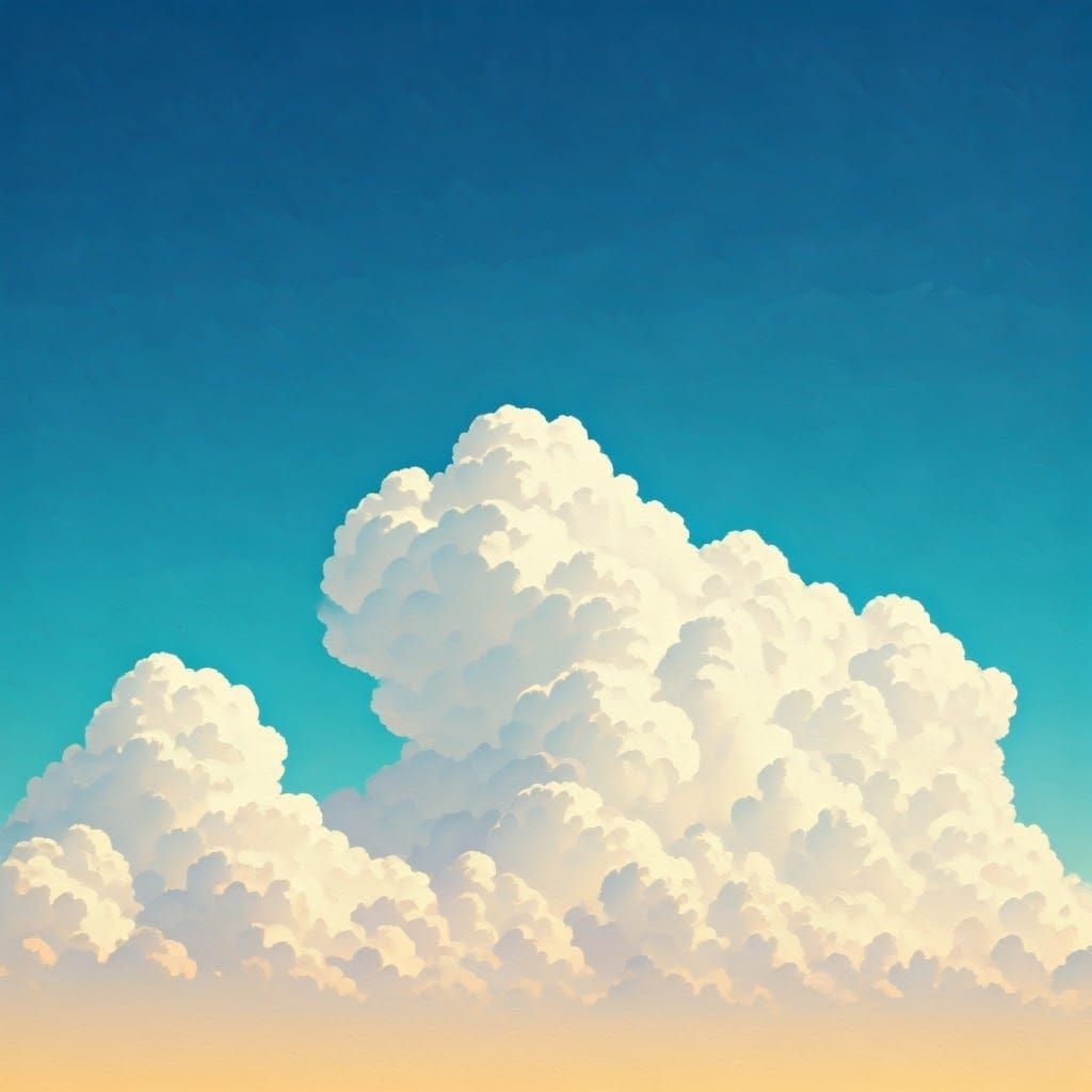 Fluffy Clouds in a Bright Blue Sky