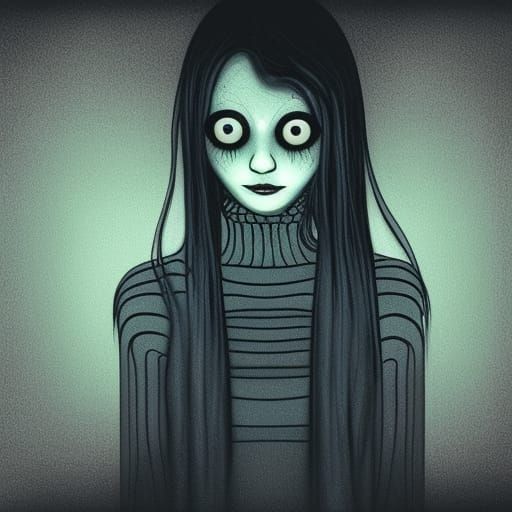 Creepy Girl in Haunted Location, Junji Ito Style