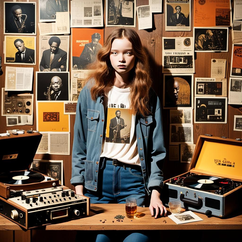 Smoky Jazz Club with Saxophonist, Digital Painting