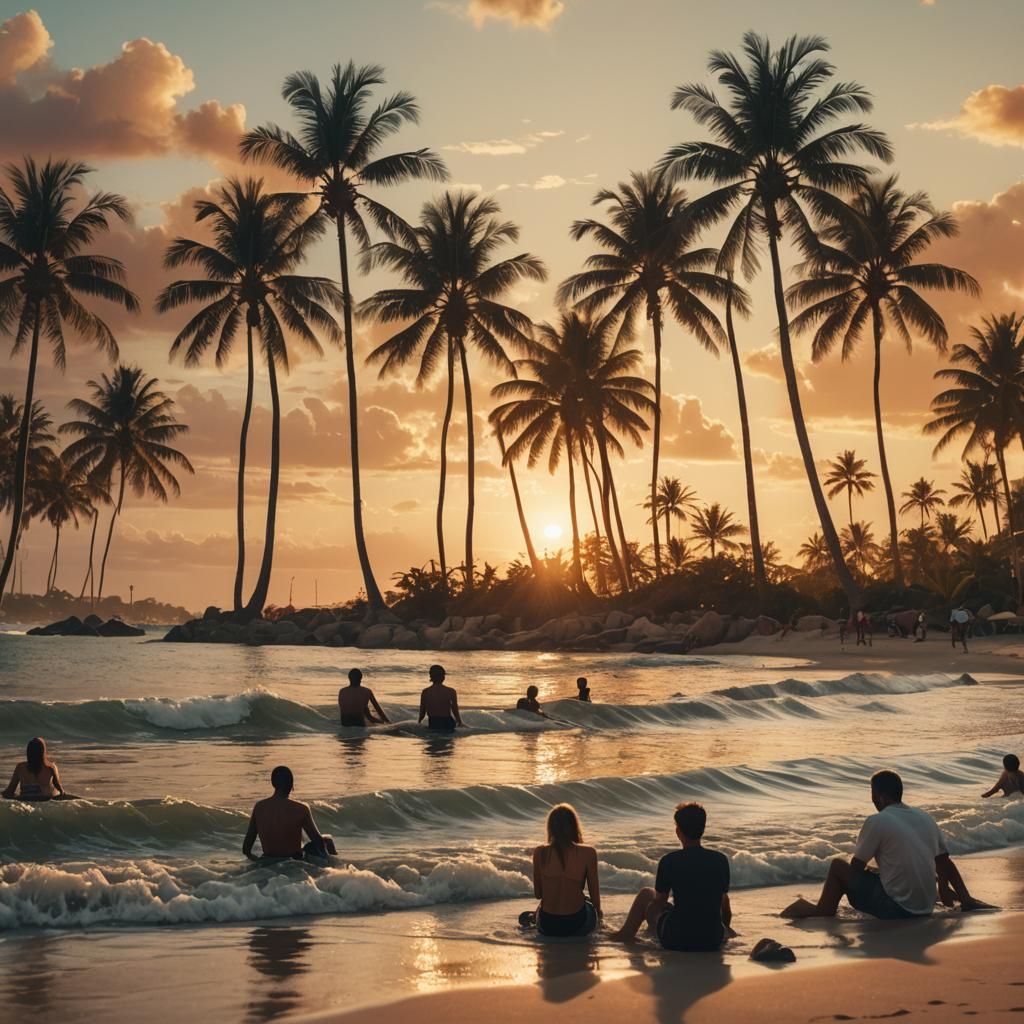 Golden Sunrise at the Beach: A Digital Masterpiece